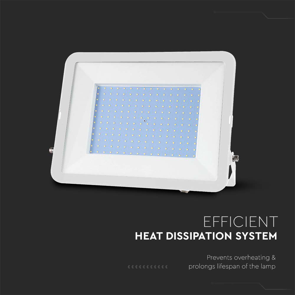 V-TAC VT-44300 300W - Commercial LED Floodlight IP65 With Samsung Chip - 1M Cable - 4000K/6500K - Black & White Body