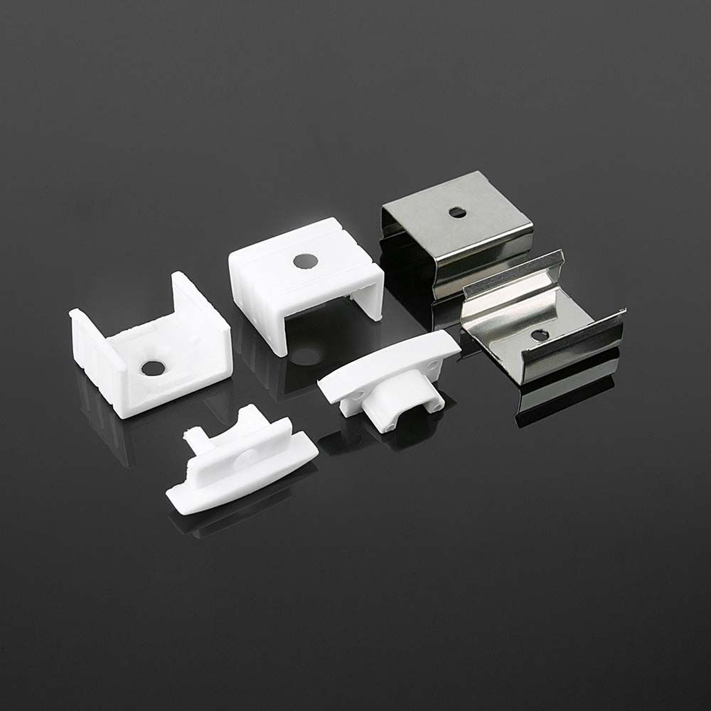V-TAC VT-8156 Recessed LED Strip Tape Mounting Profile Silver Aluminum Housing Kit for Plaster Board with Diffuser - Under Cabinet Lighting Multiple Sizes Available