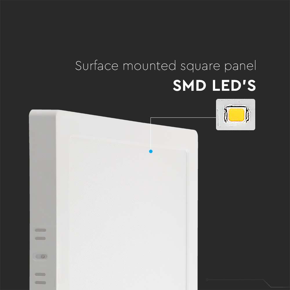 V-TAC Square  LED Backlit Surface Mounted Mini Panel - Multi Wattage - with Colour Temperature Options- Energy Efficient Lighting