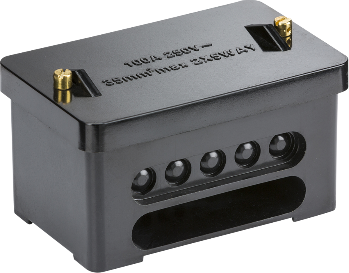 Knightsbridge 100A Service Connector Block - 5-Way Single & Double Pole - Brass Terminals