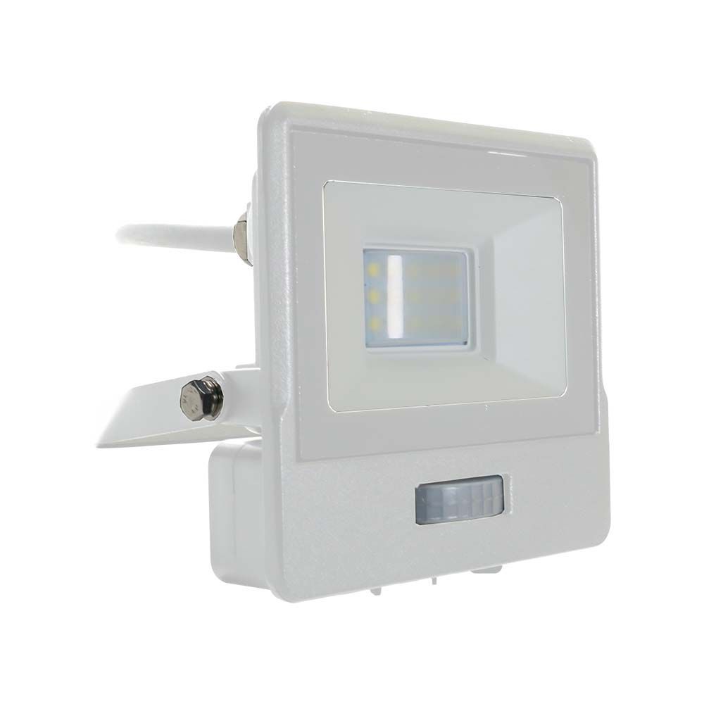 V-TAC VT-158S-1 PIR Motion Sensor Floodlight – IP65 Waterproof Outdoor LED with Samsung Chip - 1m Flex, Multi Wattage & Colour Option, White Body