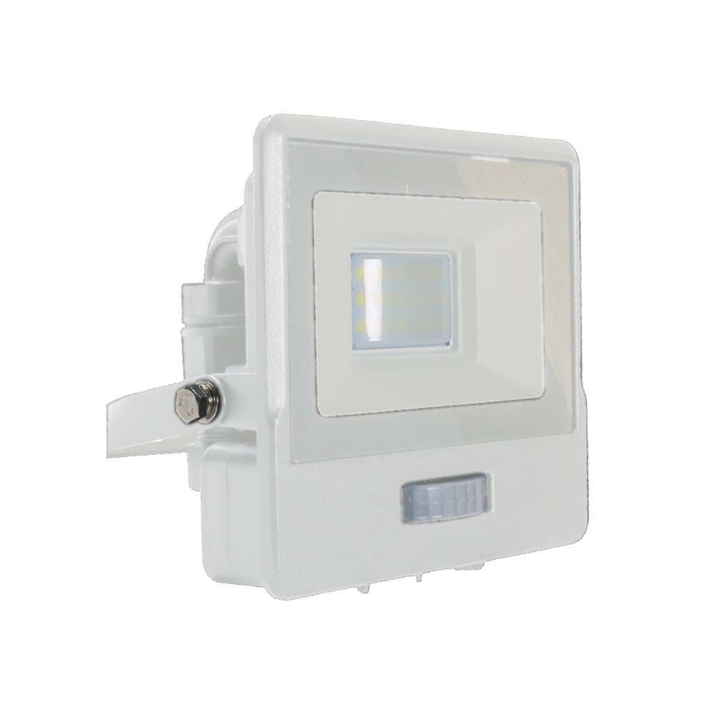 V-TAC VT-158S-1 PIR Motion Sensor Floodlight – IP65 Waterproof Outdoor LED with Samsung Chip - 1m Flex, Multi Wattage & Colour Option, White Body
