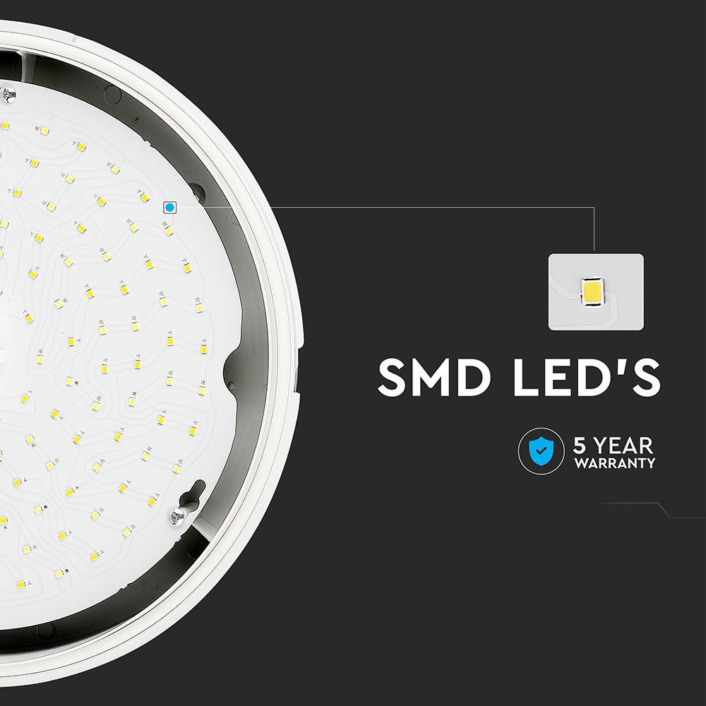 V-TAC VT Series LED Surface Mounted Bulkhead Dome Lights 4000k with Samsung Chips - With Sensor, Emergency Option