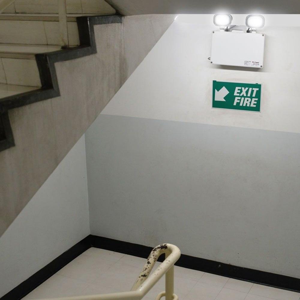 V-TAC VT-526 6W Maintained Emergency LED Twin Head Exit Light - 6000K IP65 Waterproof
