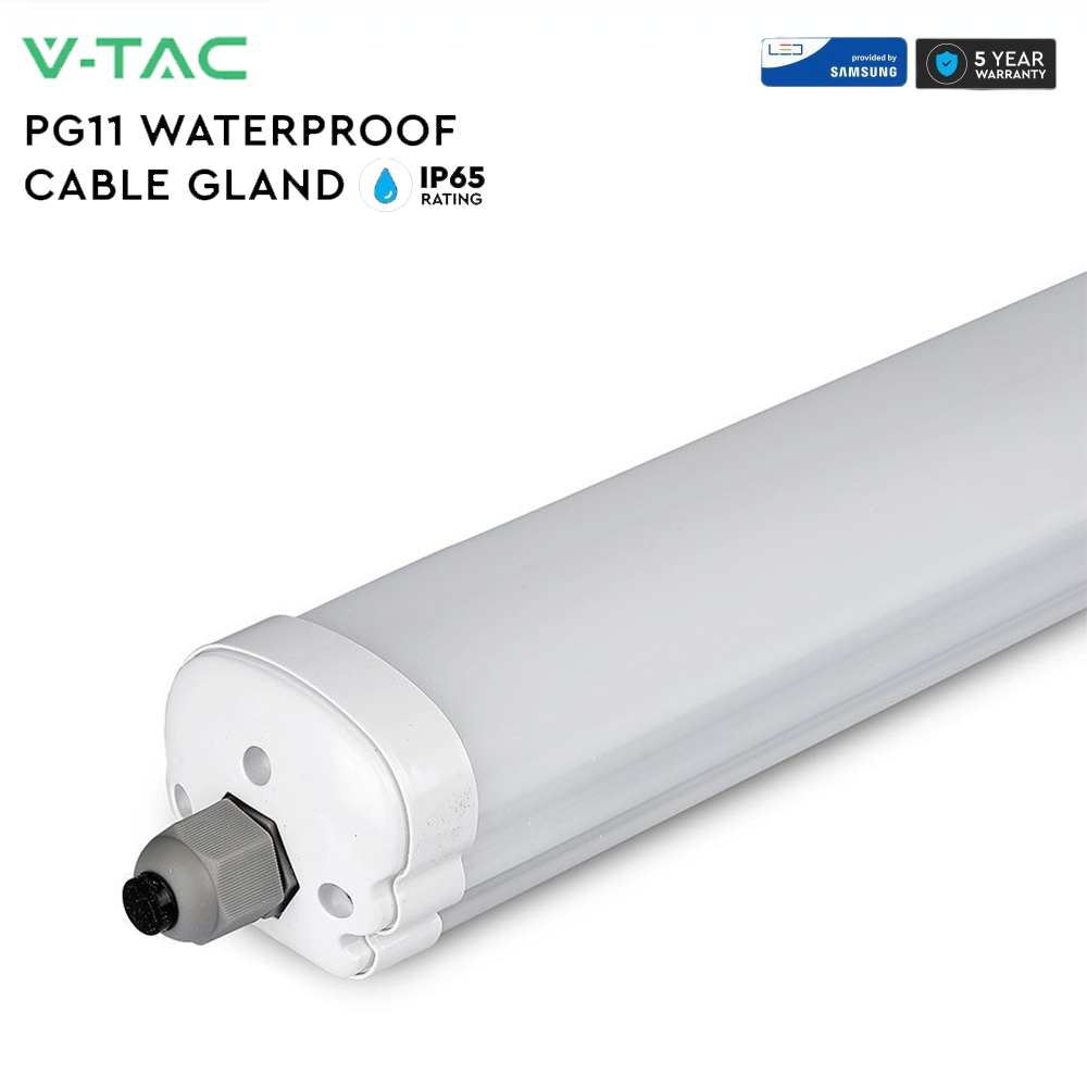 V-TAC 60W Waterproof LED Batten Light Fitting 6ft 180cm Replaces Florescent Tubes & Non Corrosive - Samsung Chip 6400K