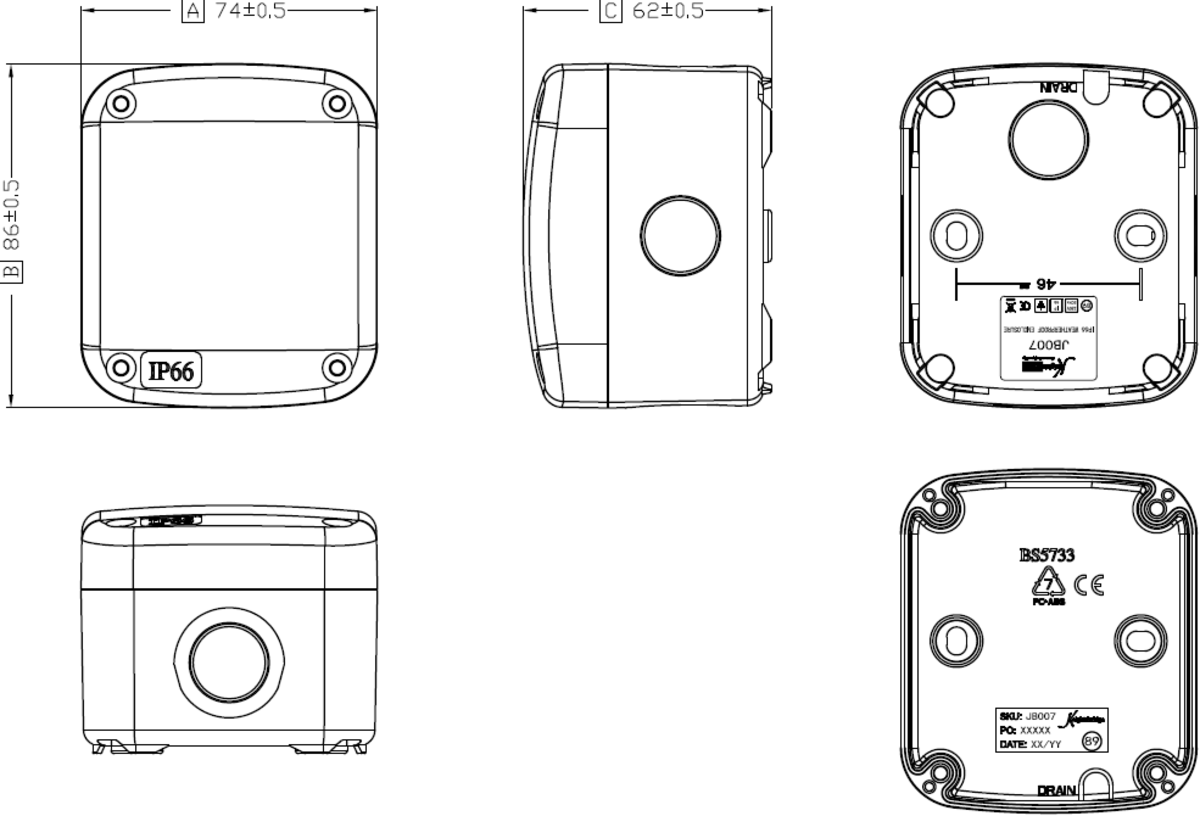 IP66 Outdoor Electrical Enclosure – Black Polycarbonate Junction Box (Small, Medium, Large, X-Large) | IK06 | Class II | 2-Year Warranty