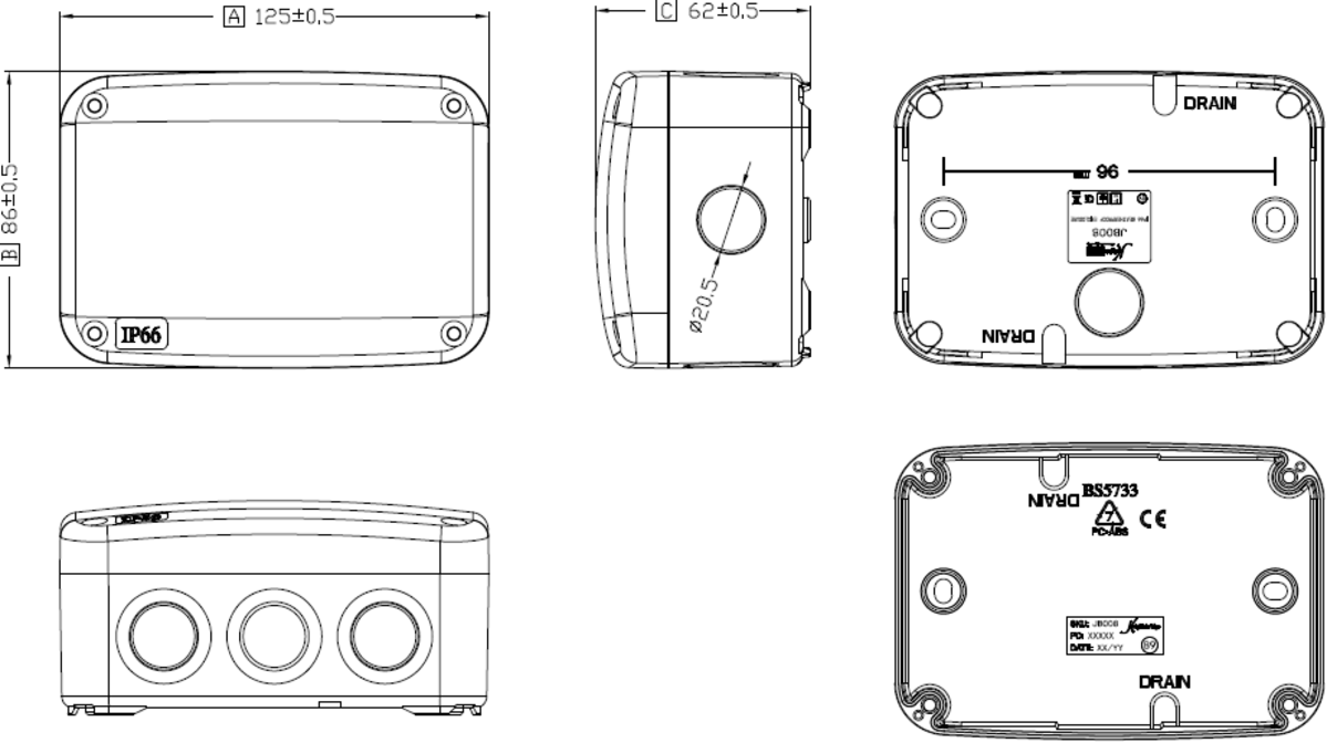 IP66 Outdoor Electrical Enclosure – Black Polycarbonate Junction Box (Small, Medium, Large, X-Large) | IK06 | Class II | 2-Year Warranty