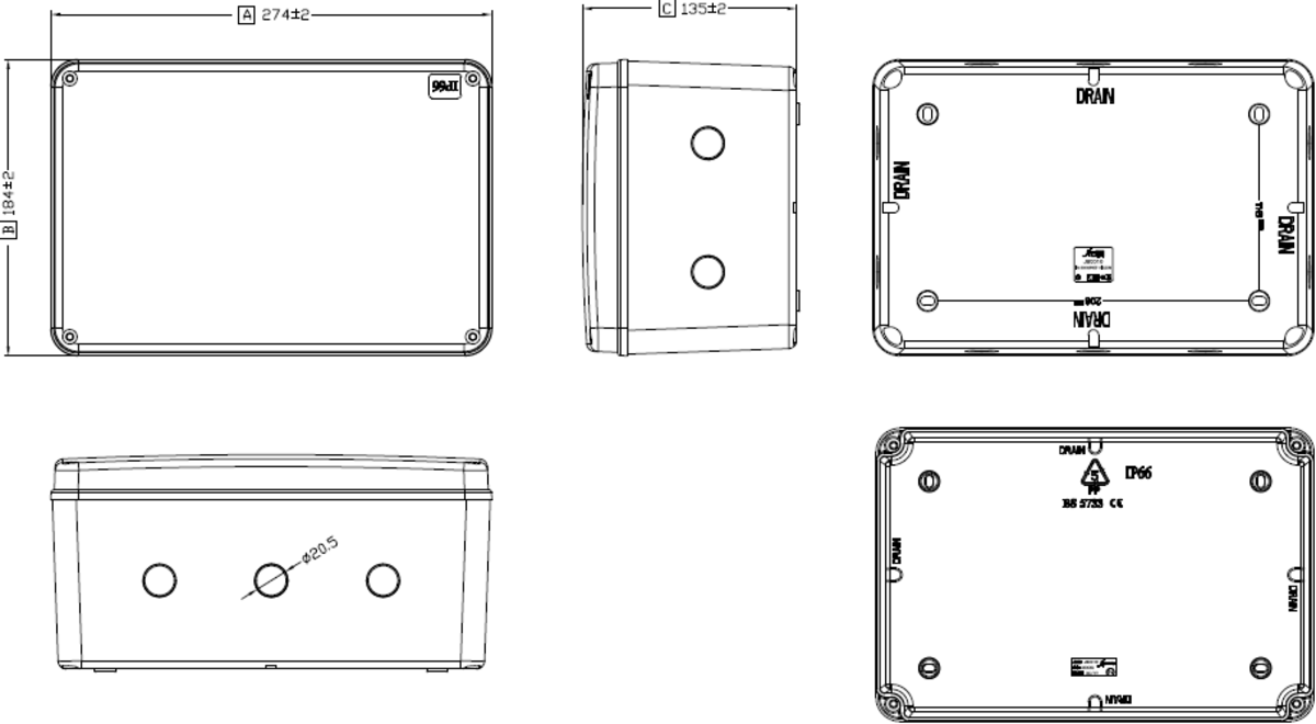 IP66 Outdoor Electrical Enclosure – Black Polycarbonate Junction Box (Small, Medium, Large, X-Large) | IK06 | Class II | 2-Year Warranty
