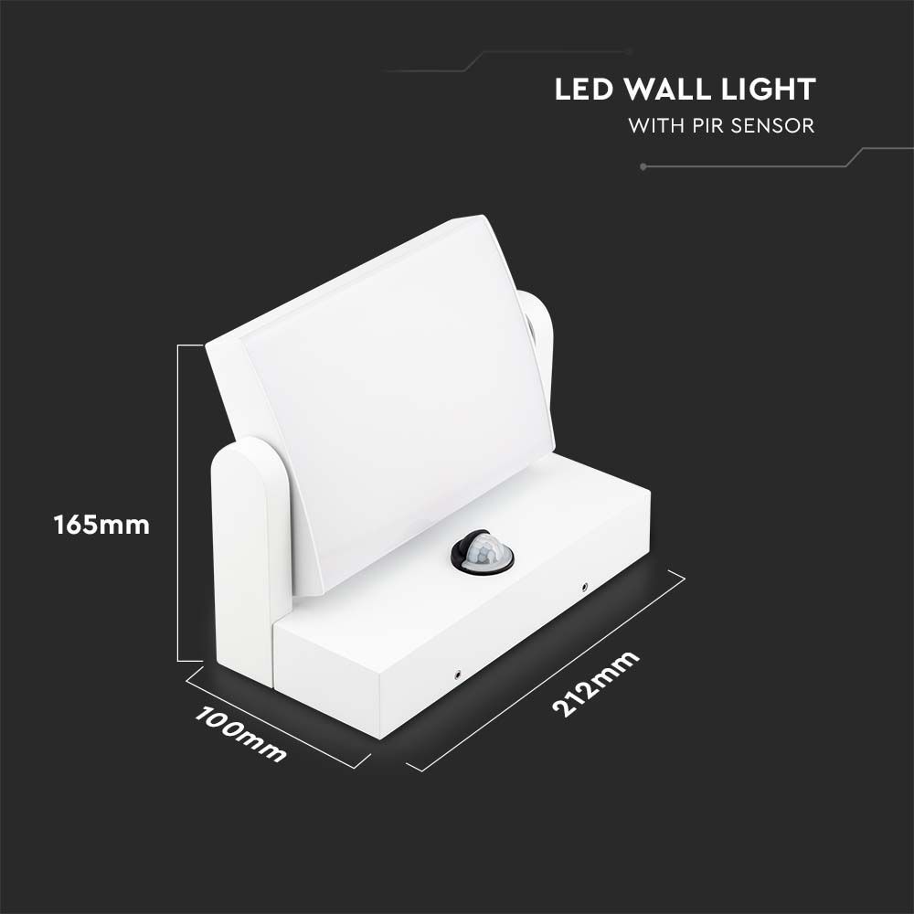 V-TAC VT-11020S  Rotatable Wall Lights With PIR Motion Sensor IP65 Outdoor 17W LED Wall Light - Waterproof, 3000K/4000K, Black/White Body
