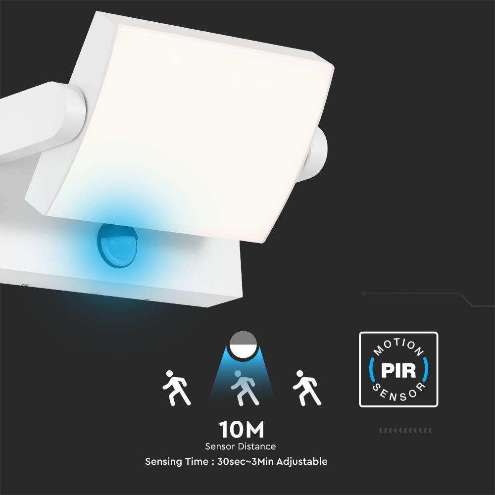 V-TAC VT-11020S  Rotatable Wall Lights With PIR Motion Sensor IP65 Outdoor 17W LED Wall Light - Waterproof, 3000K/4000K, Black/White Body