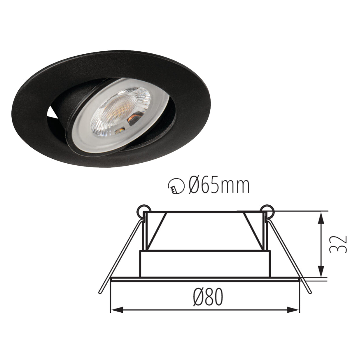 Kanlux FIZU IP44 5W LED Adjustable Tilt Angle Ceiling Recessed Downlight - Ideal for Living Room, Bathroom & Kitchen