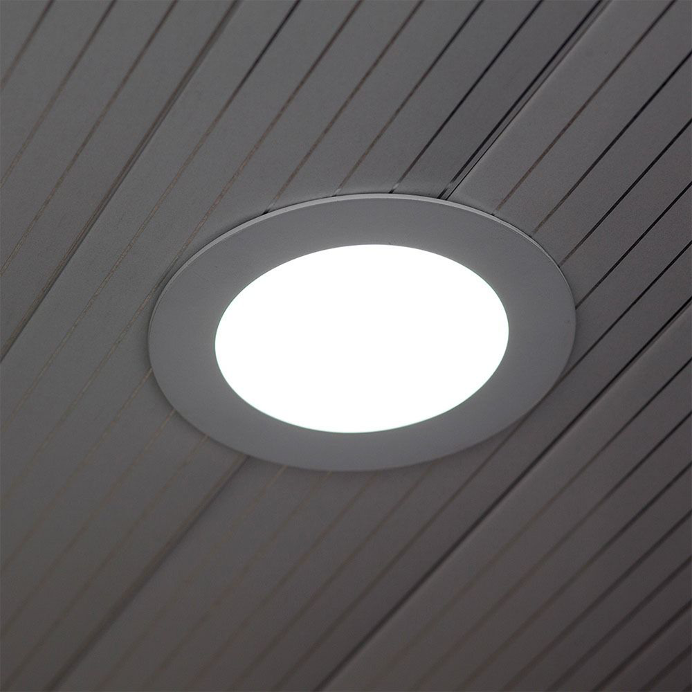 V-TAC VT-307 3W Round Recessed Flat LED Ceiling Slim Panel Spot Down Light 6400K Cool Daylight White IP20 Indoor Lighting