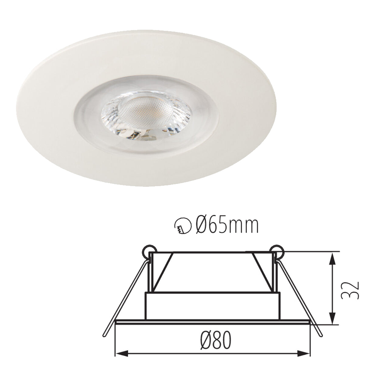 Kanlux FIZU Ceiling Recessed LED Downlight Fixed IP44 Bathroom Indoor Lighting 5W Neutral White