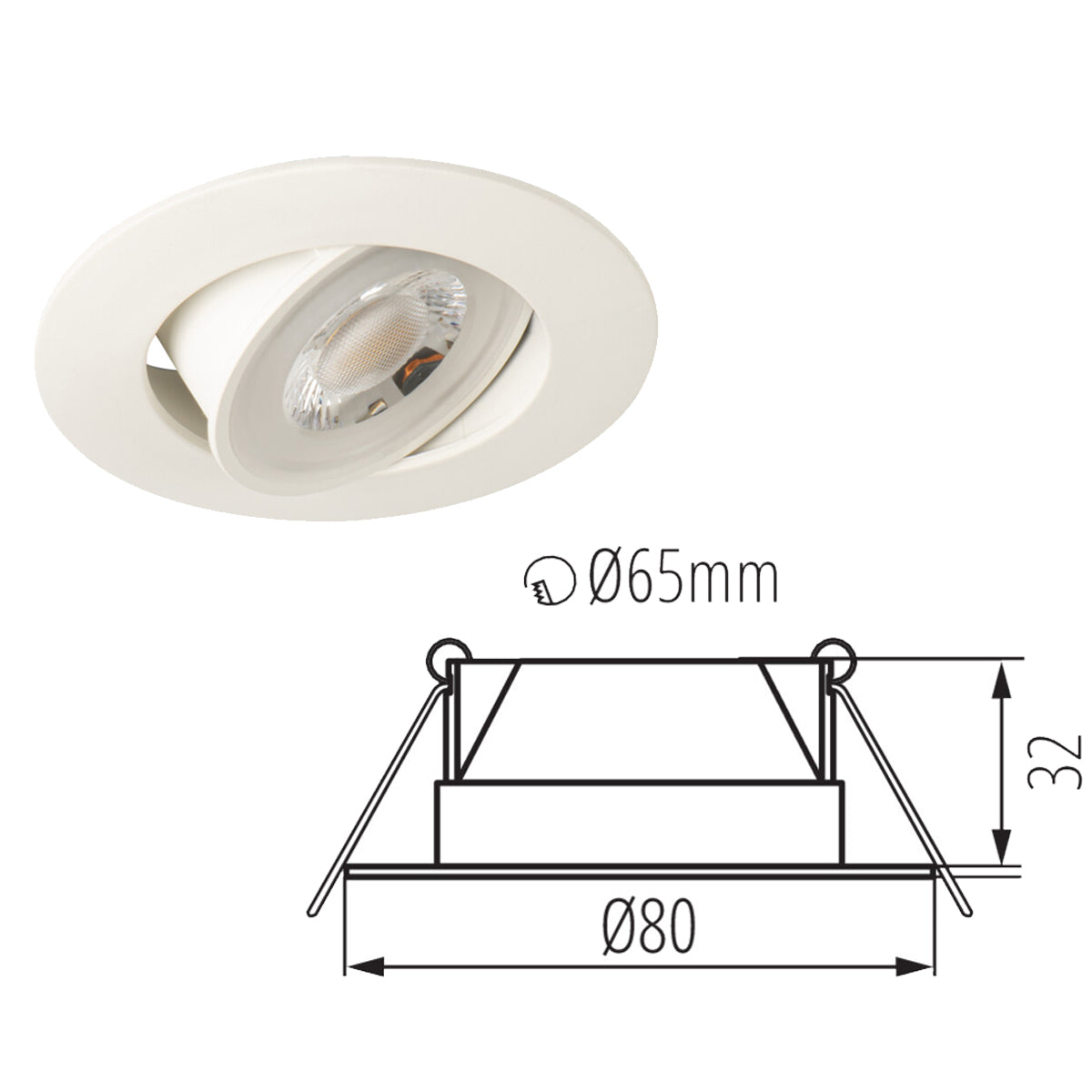 Kanlux FIZU IP44 5W LED Adjustable Tilt Angle Ceiling Recessed Downlight - Ideal for Living Room, Bathroom & Kitchen