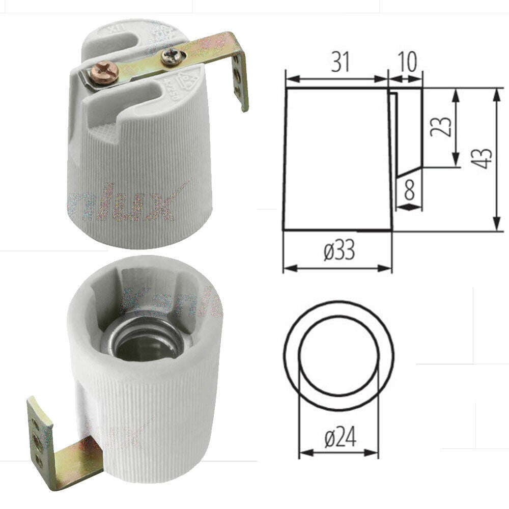 E14 Ceramic Porcelain Small Edison Screw Cap Base Socket Light Bulb Holder