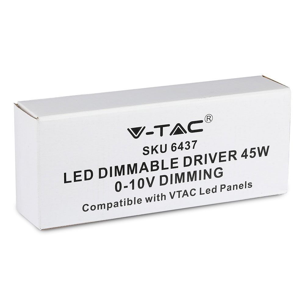 V-TAC - IP20 - 45W Dimmable LED Driver- 0-10V Control - AC 100-277V Input - DC 25-40V Output