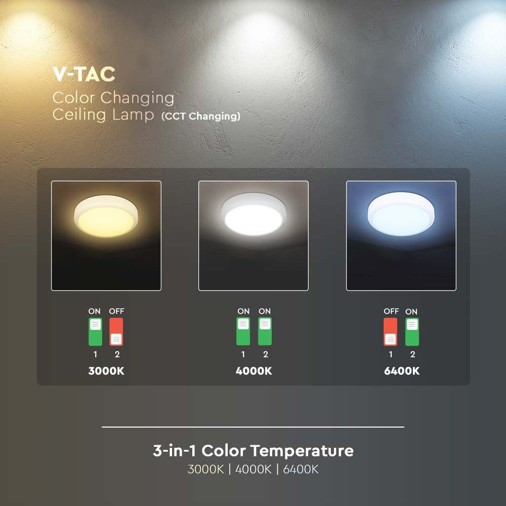 V-TAC Slim Line 3 in 1 CCT  LED Bulkhead Lights with Samsung Chip - Emergency & Sensor Options Available