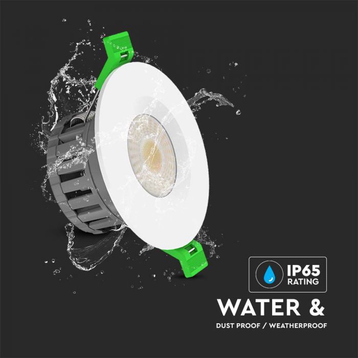 V-TAC Dual Wattage 5W 8W Universal IP65 LED Fire Rated Downlight Dimmable CCT - All in 1 Light