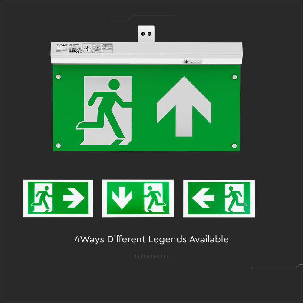 V-TAC VT-995 4-in-1 Emergency Exit Light with Self-Test Button – RF Control – 6000K