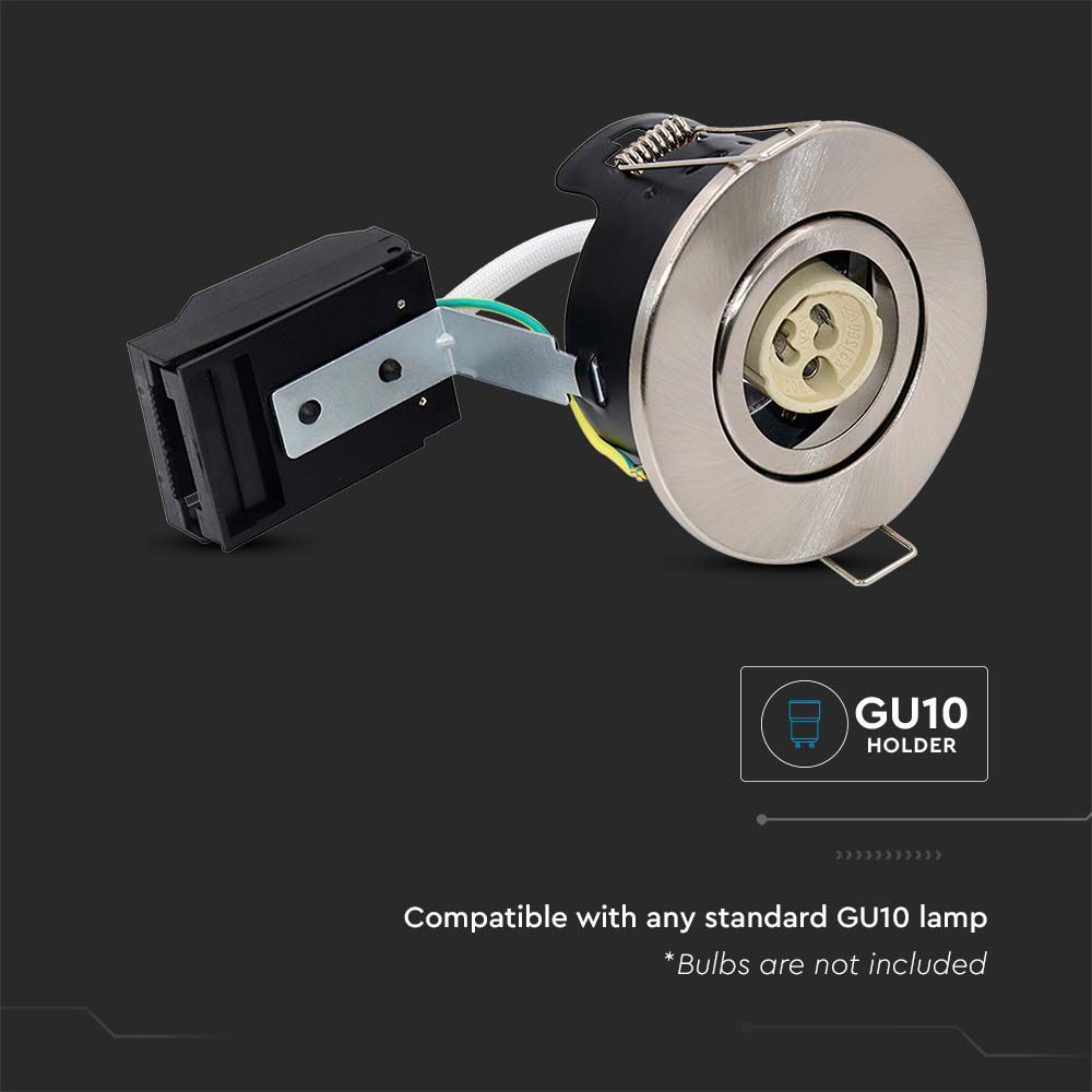 V-TAC GU10 LED Downlight  Fire Rated VT-703CL Tilt Canless  Spotlight - IP20 - Available in Satin Nickel, Chrome, Black, & White