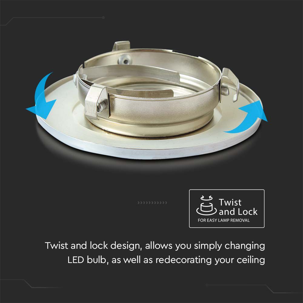 V-TAC GU10 LED Downlight  Fire Rated VT-703CL Tilt Canless  Spotlight - IP20 - Available in Satin Nickel, Chrome, Black, & White