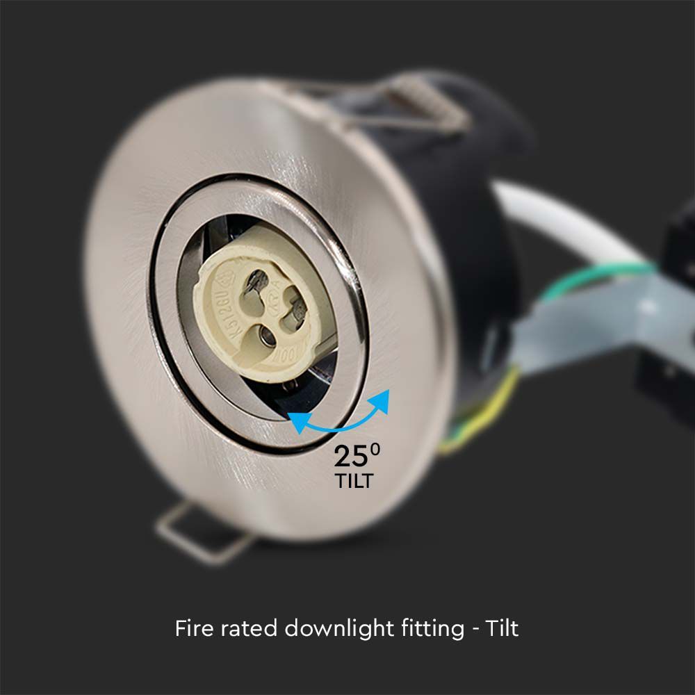 V-TAC GU10 LED Downlight  Fire Rated VT-703CL Tilt Canless  Spotlight - IP20 - Available in Satin Nickel, Chrome, Black, & White