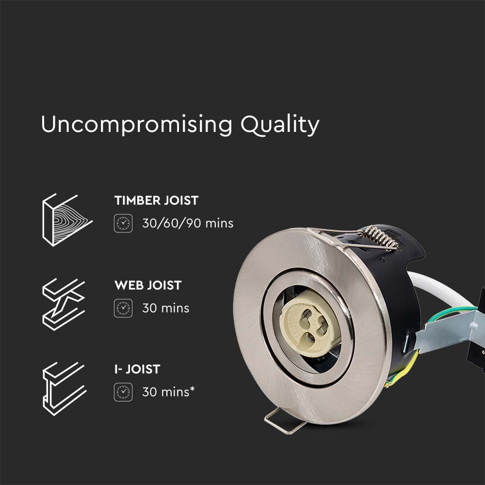 V-TAC GU10 LED Downlight  Fire Rated VT-703CL Tilt Canless  Spotlight - IP20 - Available in Satin Nickel, Chrome, Black, & White