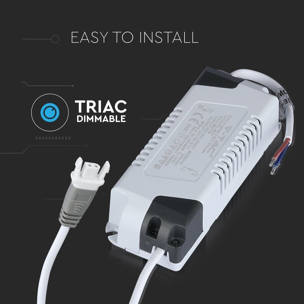 V-TAC Dimmable LED Driver for Mini Panels - 6W, 12W, 18W, 24W - TRIAC Dimming - IP20