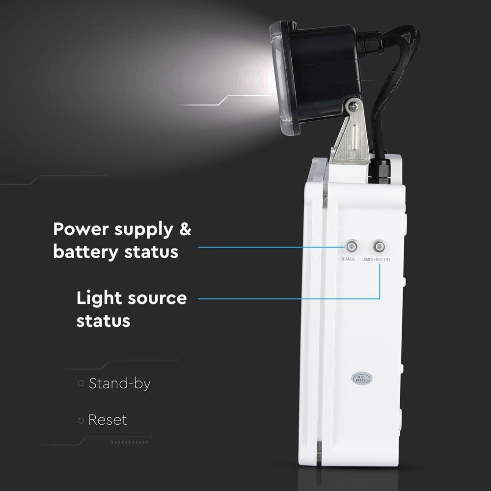 V-TAC VT-526 6W Maintained Emergency LED Twin Head Exit Light - 6000K IP65 Waterproof