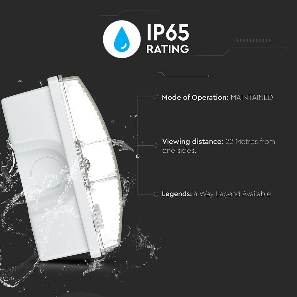 V-TAC 3W LED Emergency Bulkhead Light Fitting