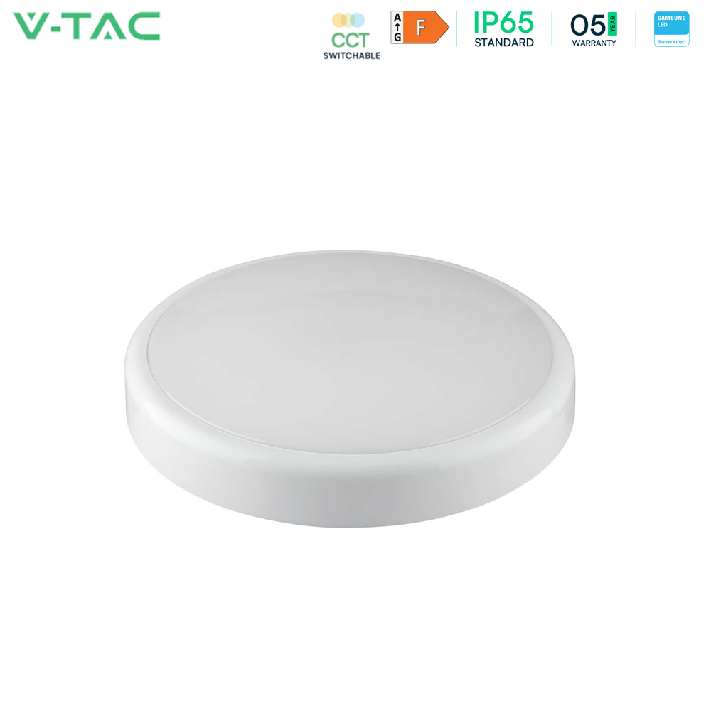 V-TAC Slim Line 3 in 1 CCT  LED Bulkhead Lights with Samsung Chip - Emergency & Sensor Options Available