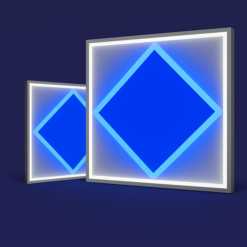 600x600 LED Panel Light Blue Diamond Design 80W Cool White Ceiling Tile Suspend