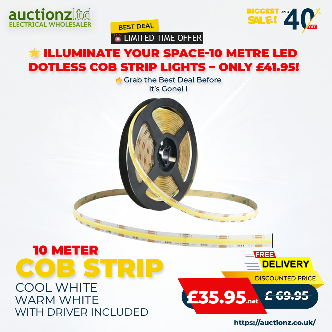 Special Offer – Limited Time Only! 10 Meter COB 10W/M 24v LED Dotless COB Strip Tape Light Interior Lighting