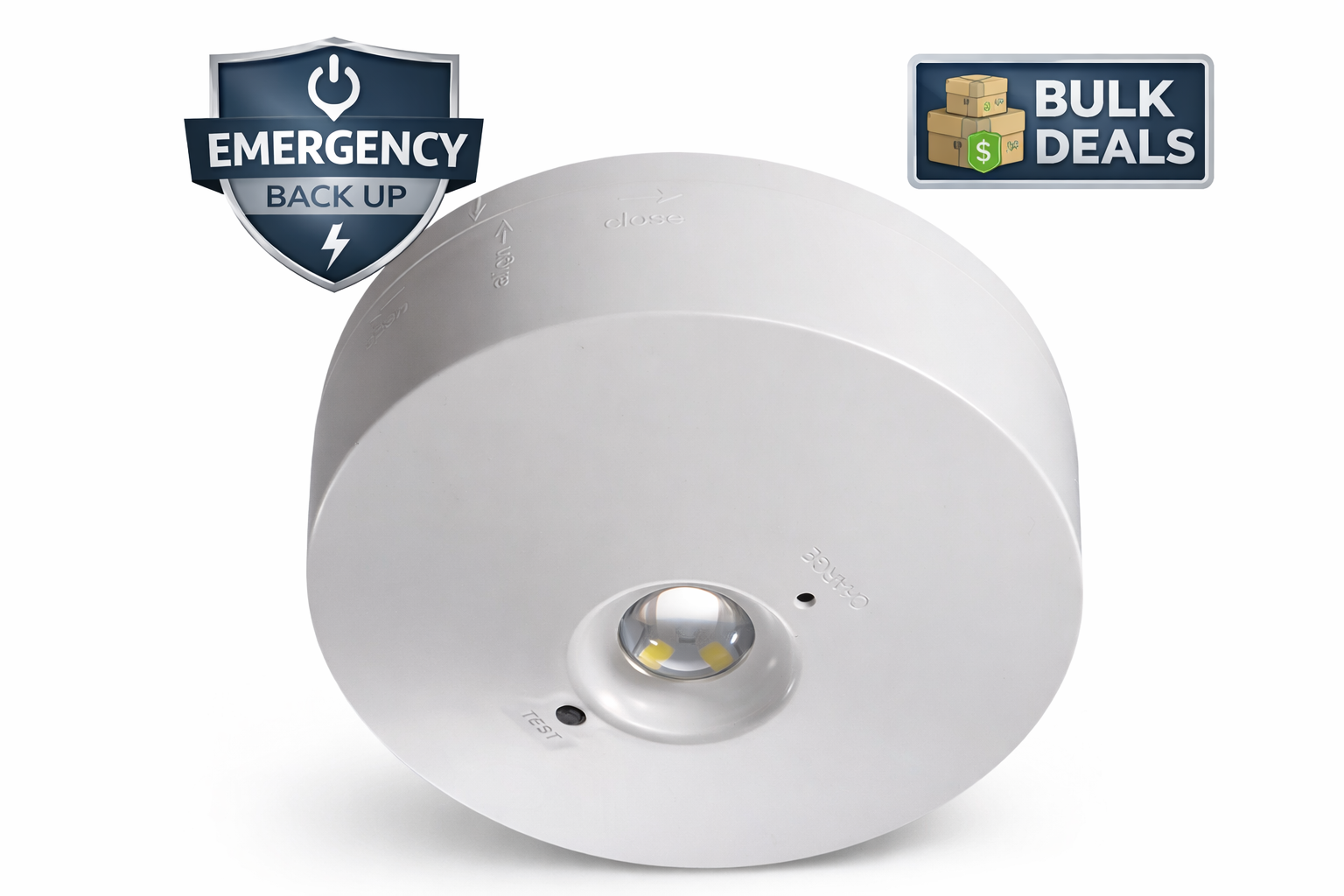 Emergency LED Bulkhead Light 2.5W IP20 | 3 Hour Battery Backup | Maintained / Non-Maintained | HMO & Commercial Ceiling Emergency Downlight | Emco