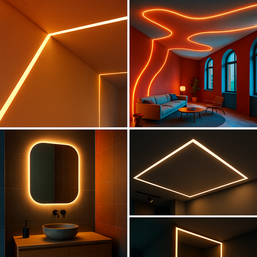 2m Plaster‑In LED Aluminium Channel (9mm & 20mm) – Milky Diffuser, Recessed Trimless Profile, Silver – VT‑8101 / VT‑8102