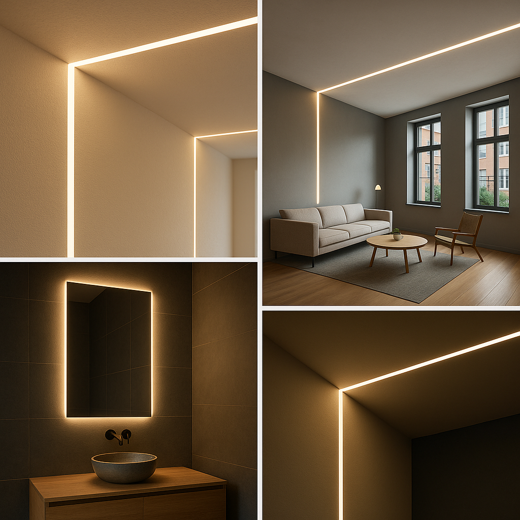 2m Plaster‑In LED Aluminium Channel (9mm & 20mm) – Milky Diffuser, Recessed Trimless Profile, Silver – VT‑8101 / VT‑8102