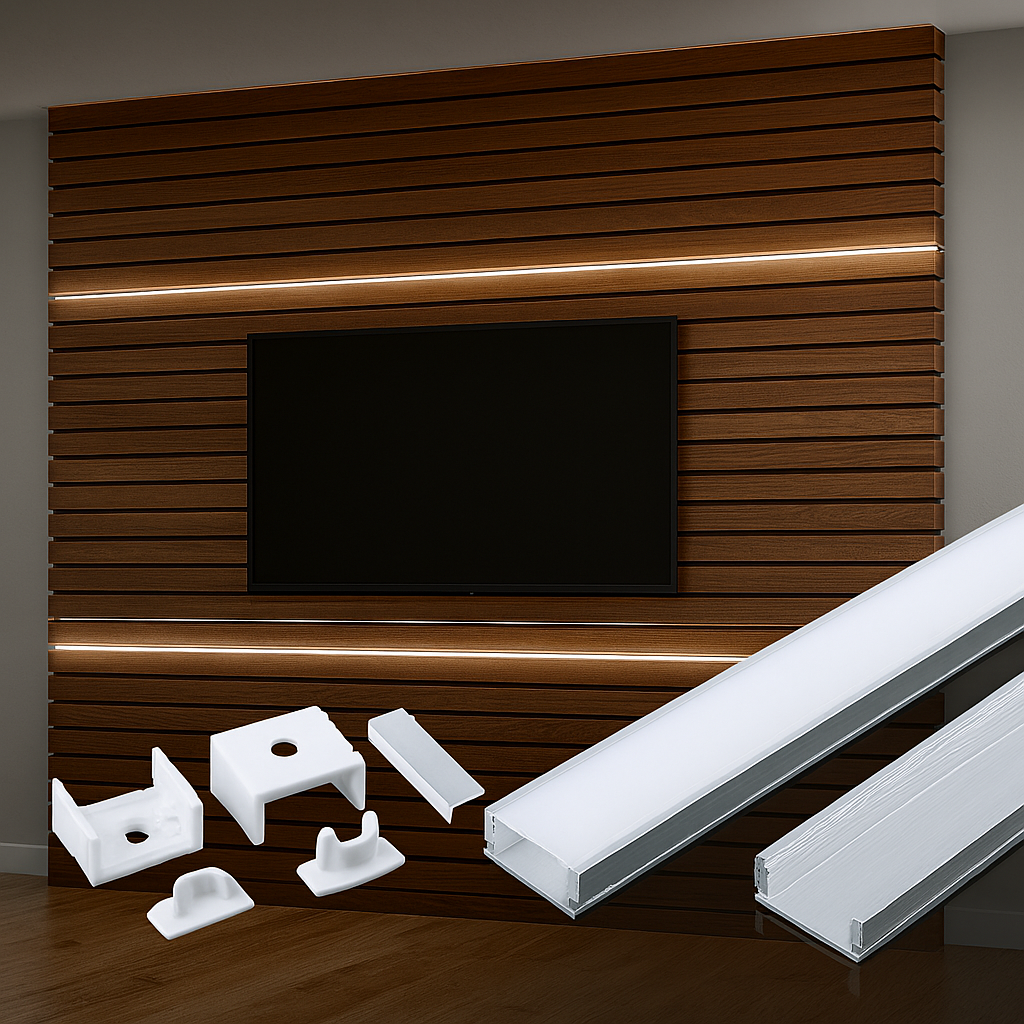 LED Strip Channel Kit 2m – Aluminium Surface-Mount with Milky Diffuser, Silver | VT-8113 (17.4×7mm) – Packs 2/5/10/20