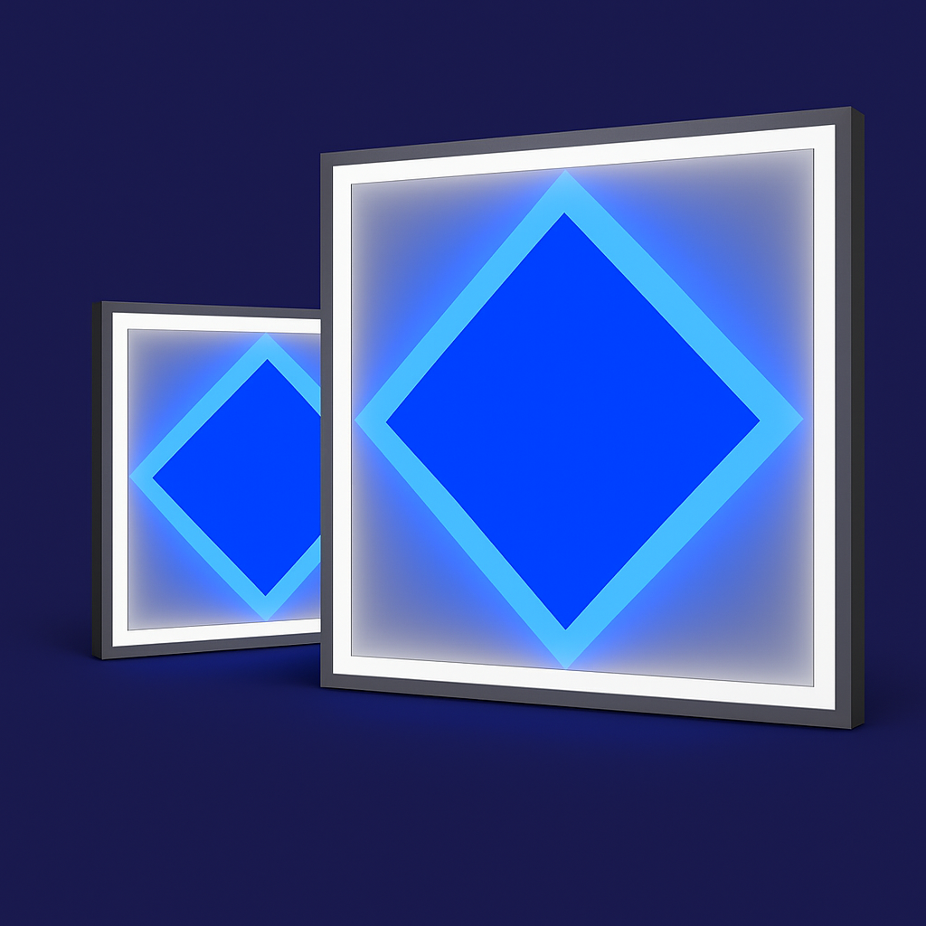 600x600 LED Panel Light Blue Diamond Design 80W Cool White Ceiling Tile Suspend