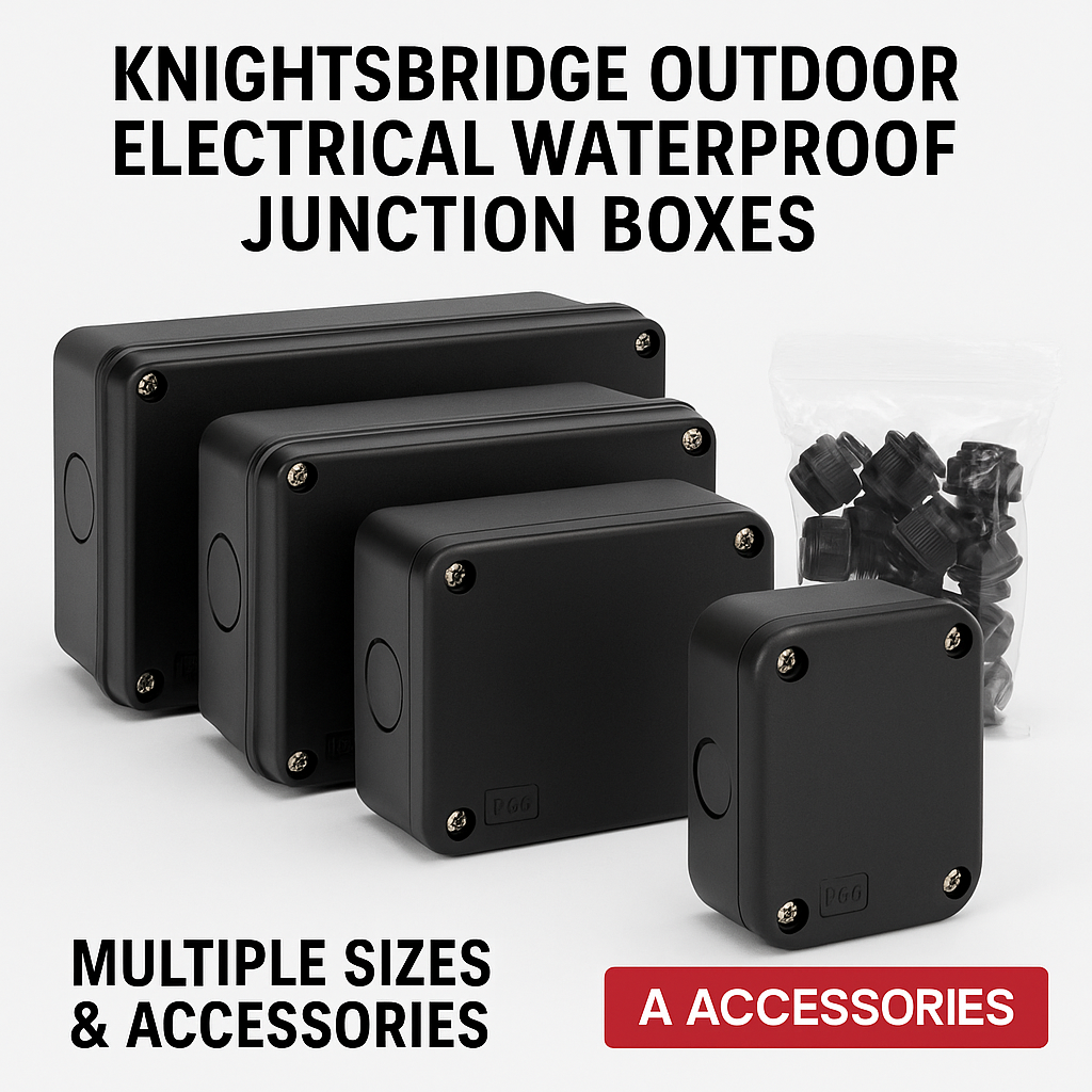 IP66 Outdoor Electrical Enclosure – Black Polycarbonate Junction Box (Small, Medium, Large, X-Large) | IK06 | Class II | 2-Year Warranty