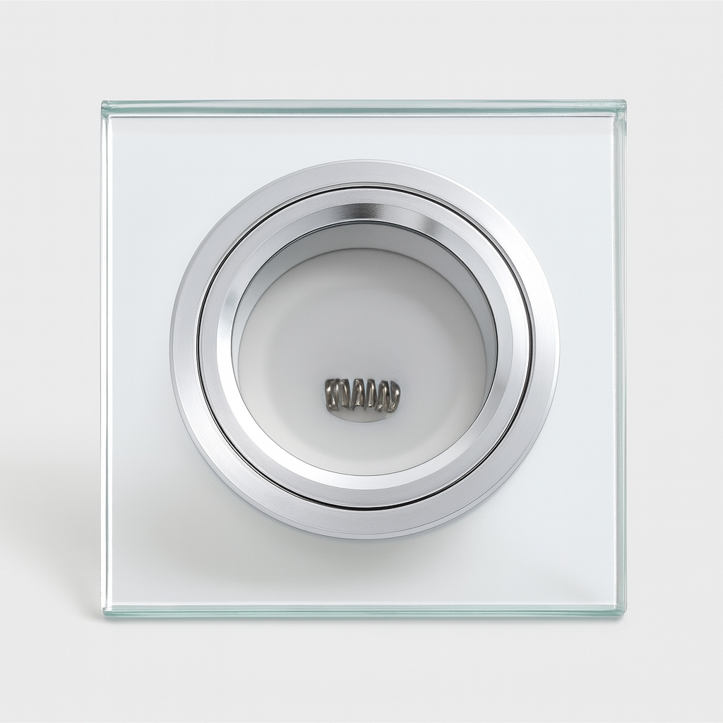 Kanlux SOREN Glass Recessed GU10 Downlight/Spotlight Holder with Decorative LED Halo – Square & Round, 3000K/6500K