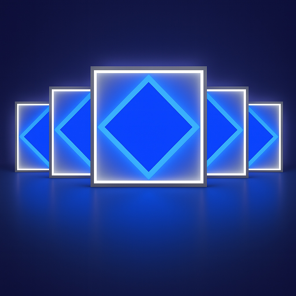 600x600 LED Panel Light Blue Diamond Design 80W Cool White Ceiling Tile Suspend