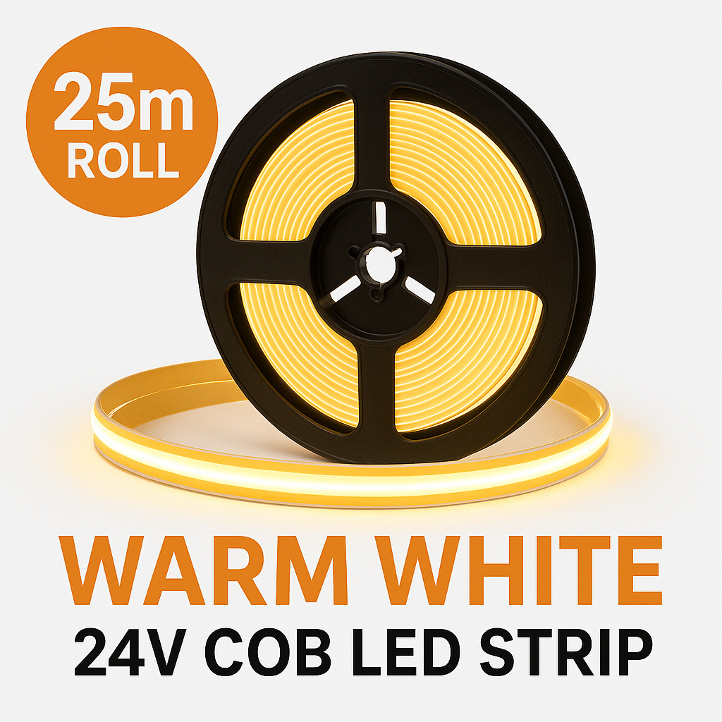 25m Dotless COB LED Strip – DC24V 11W/m IP20 | 3000K & Cool