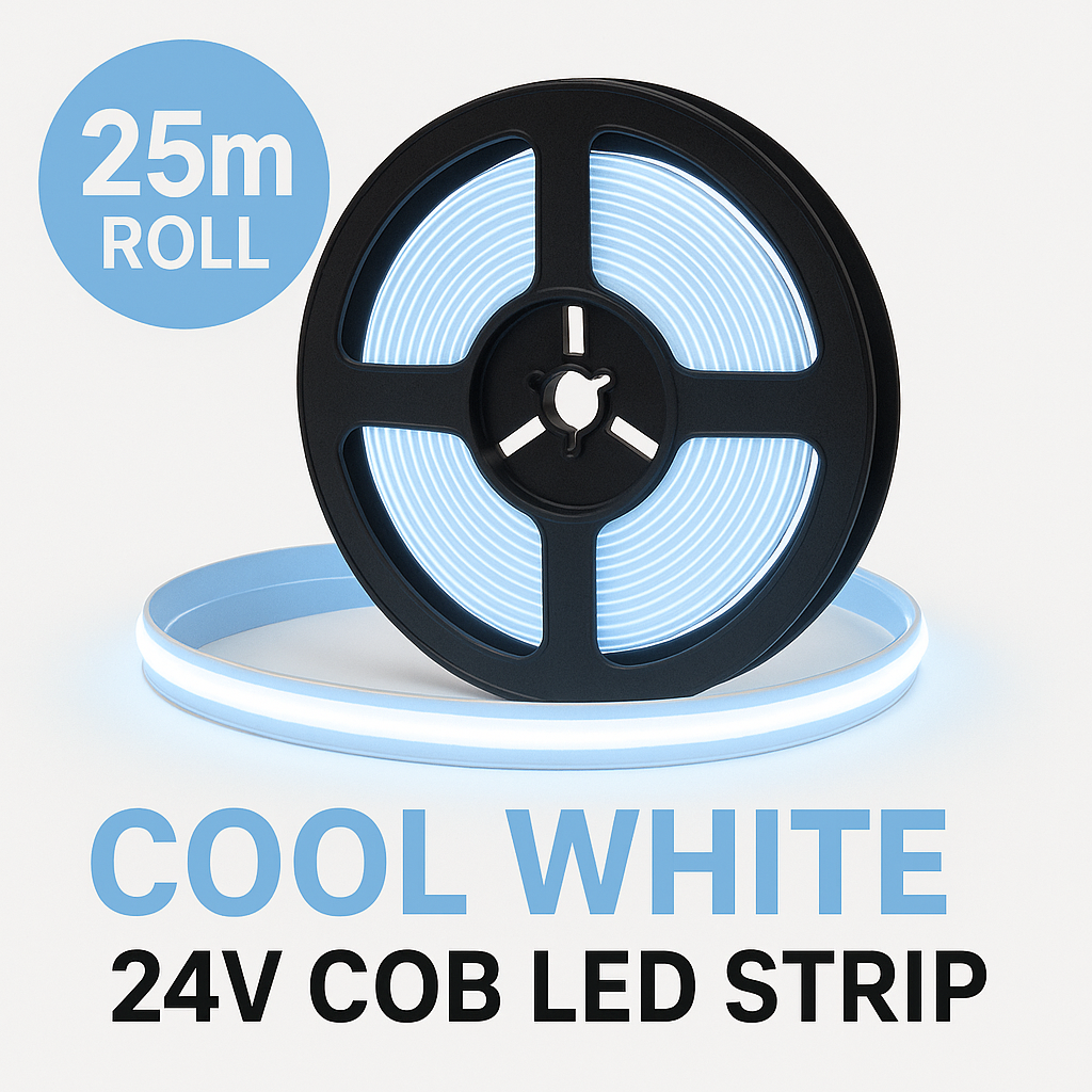 25m Dotless COB LED Strip – DC24V 11W/m IP20 | 3000K & Cool