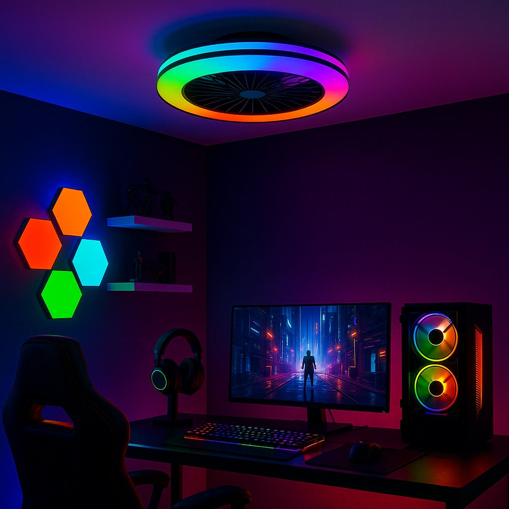 Kanlux PLAVE RGB LED Ceiling Fan Light Remote CCT Reversible Modern 48W