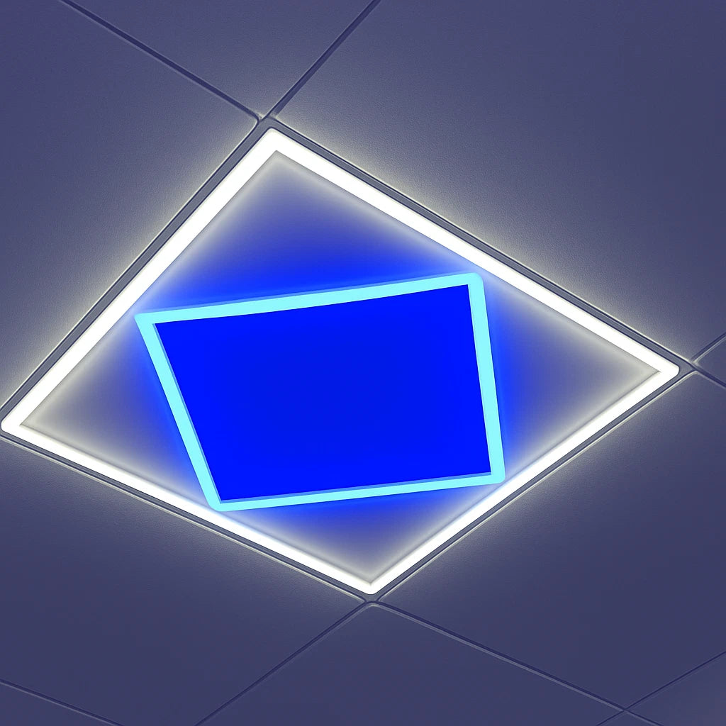 600x600 LED Panel Light Blue Diamond Design 80W Cool White Ceiling Tile Suspend