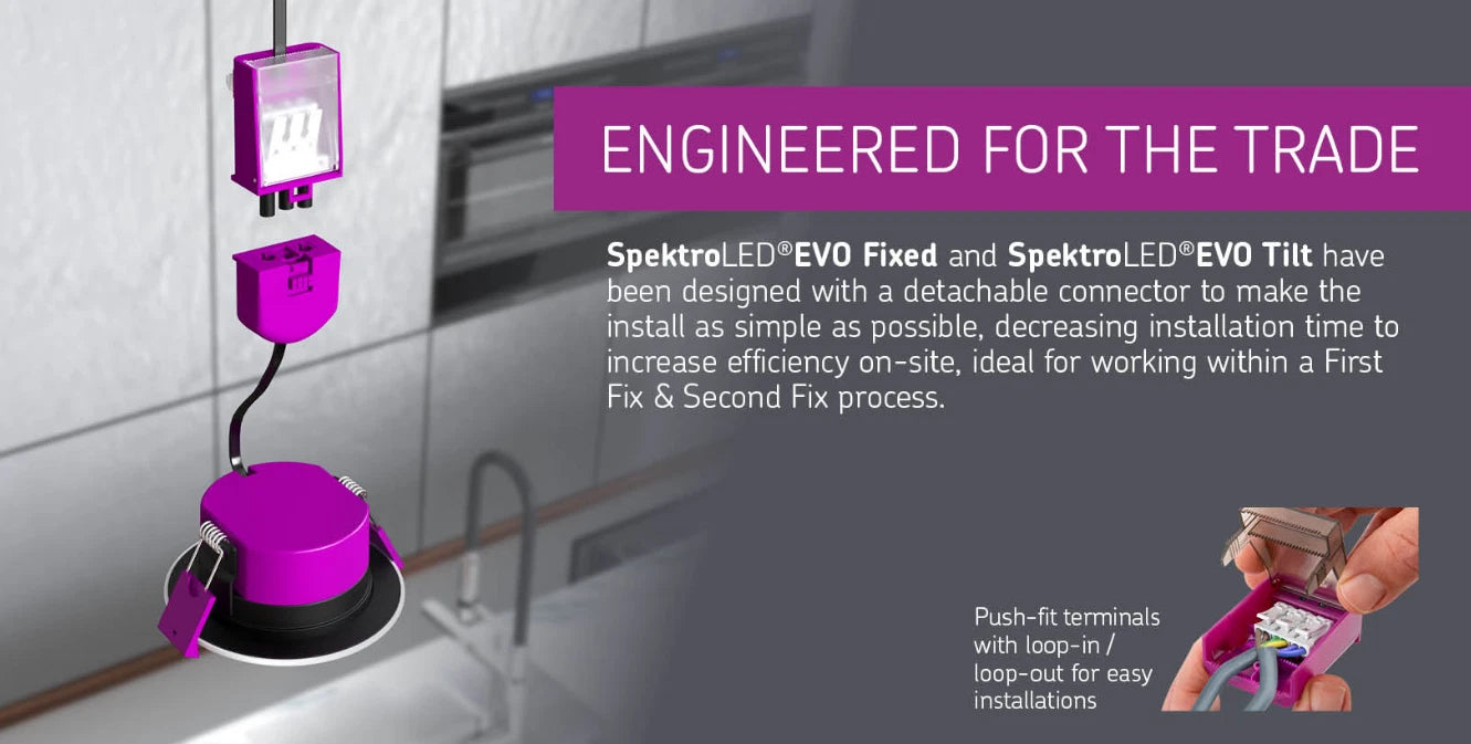 Knightsbridge SpektroLED Evo Fire Rated IP65 Downlight 5W/7W 4CCT 2700–6000K for Bathrooms & Living Areas