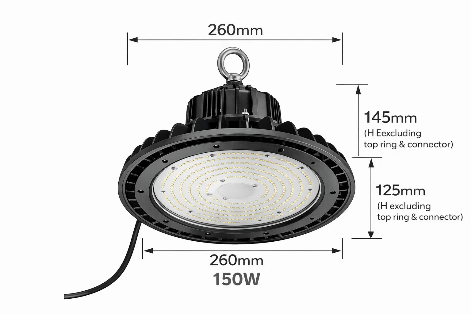 LumiLife LED 150W LED UFO High Bay Light IP65 IK08 80/120/150W Adjustable 5700K Warehouse Light Bright Lumen