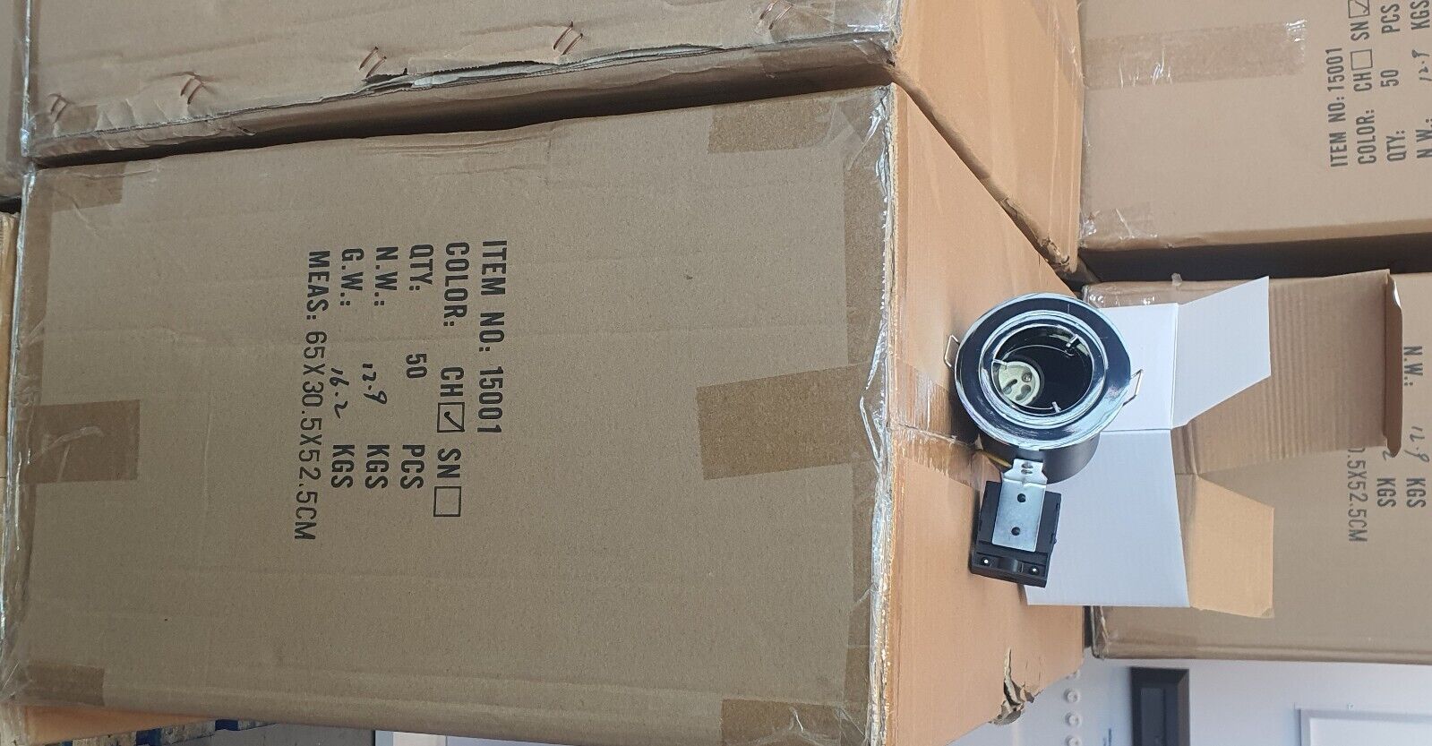 Fire Rated GU10 LED Downlight with Polished Chrome Mains Voltage Twist Lock Fixed Spotlight