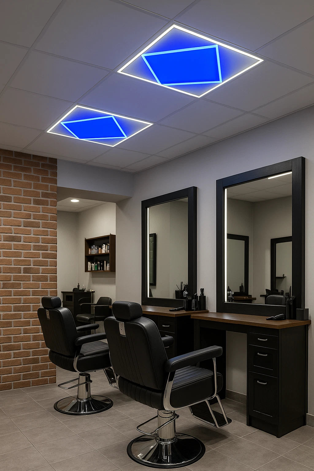 600x600 LED Panel Light Blue Diamond Design 80W Cool White Ceiling Tile Suspend