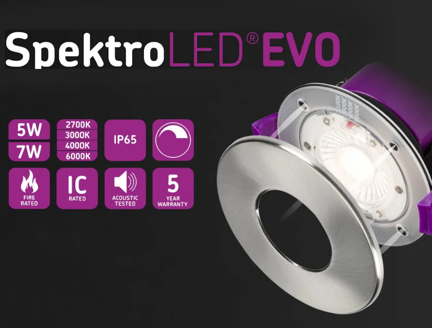 Knightsbridge SpektroLED Evo Fire Rated IP65 Downlight 5W/7W 4CCT 2700–6000K for Bathrooms & Living Areas